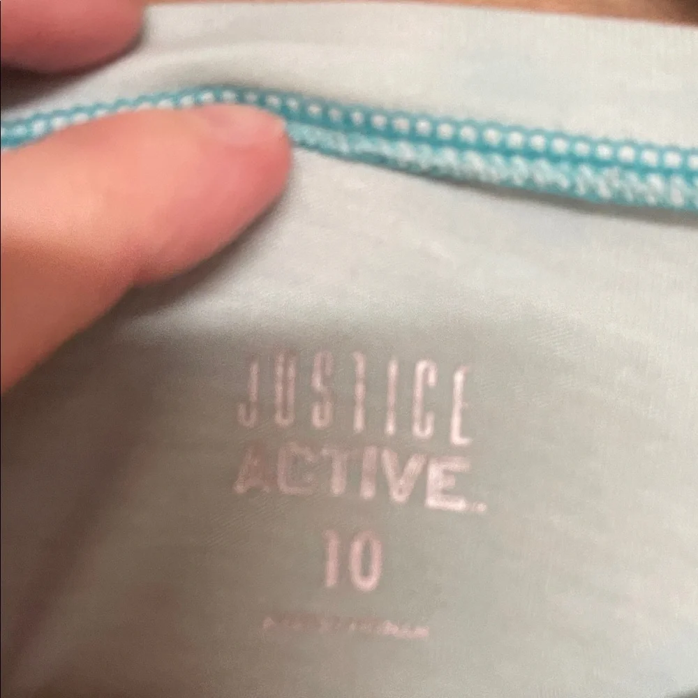 Justice Active size 10 Mint Green/White California Short Sleeve Short Crop Top